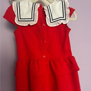 Janie and Jack Red Dress with Ruffle and Collar Detail